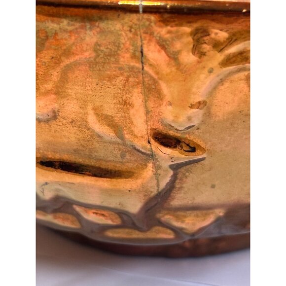 Vintage Copper Lusterware Reindeer Christmas Bowl Made In England - Picture 9 of 15